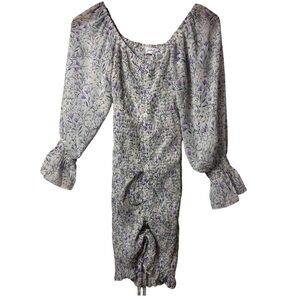 PETAL + PUP WOMEN FLORAL GREEN PURPLE WHITE PRINT US 8 MINI  DRESS NEW WITH TAGS